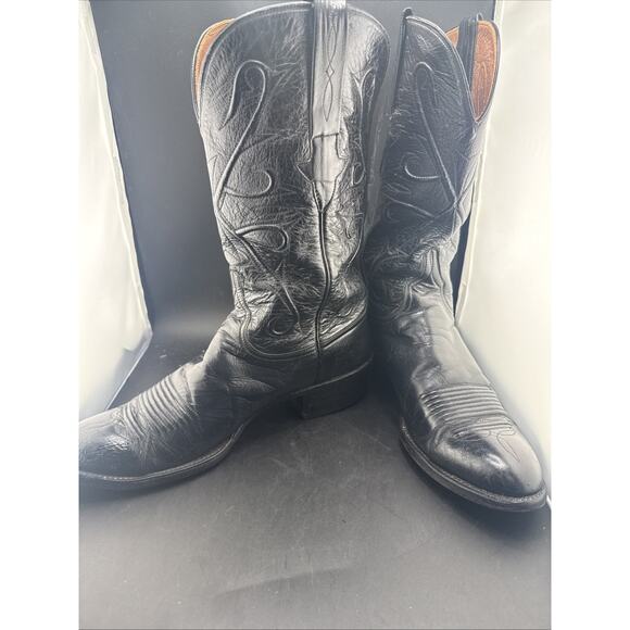 Vintage 1980s Lucchese Classics Black Cowboy Boots Mens 9.5D Handmade In USA main image 8